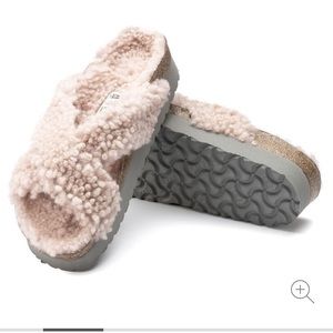FULL PRICE BNWT Birkenstock Daytona Papillio Shearling Sandal-Teddy Crystal Rose